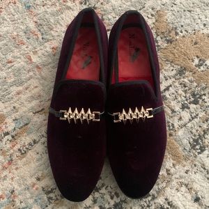 Men’s Purple buckle Velvet Loafers